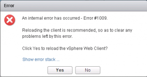 Error #1009 vSphere Web Client