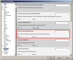 How To: Disable warnings when SSH enabled vSphere ESXi 5.0 How To: Disable warnings when SSH enabled vSphere ESXi 5.0