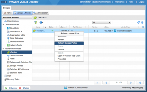 Refresh Storage Profiles in vCloud Director 5.1