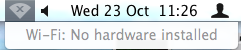 Wifi No Hardware Installed